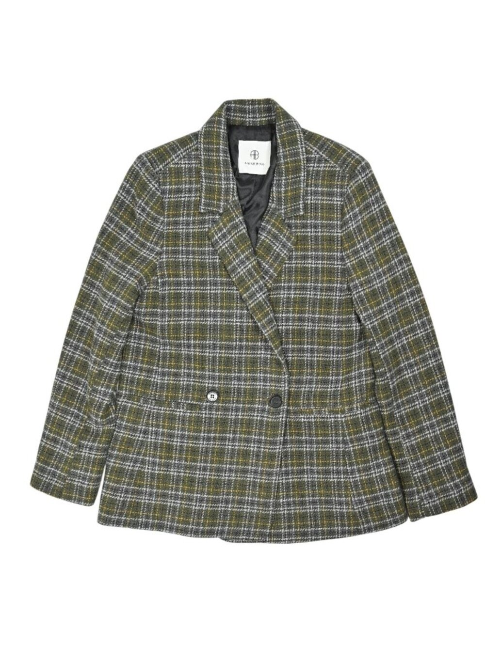Anine Bing Madeleine Blazer in Green Plaid